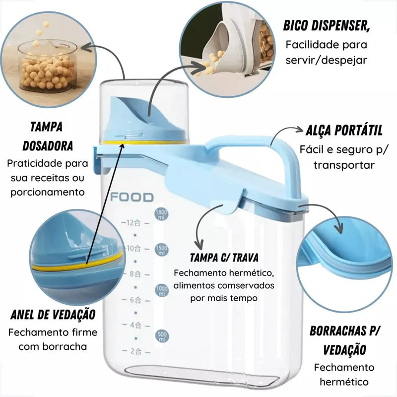 Kit Pote Hermético Multifuncional Copo Medidor - Tazzi