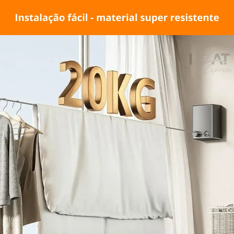 Varal Premium Invisível Retrátil de Aço inox - Tazzi