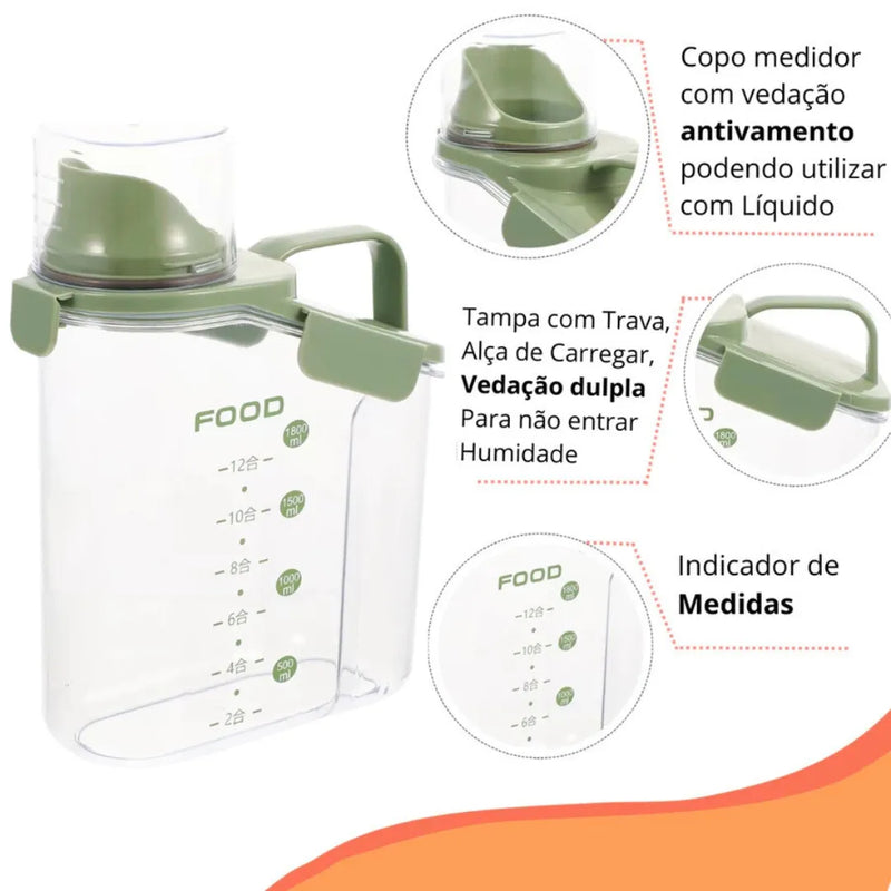 Kit Pote Hermético Premium Copo Medidor - Tazzi