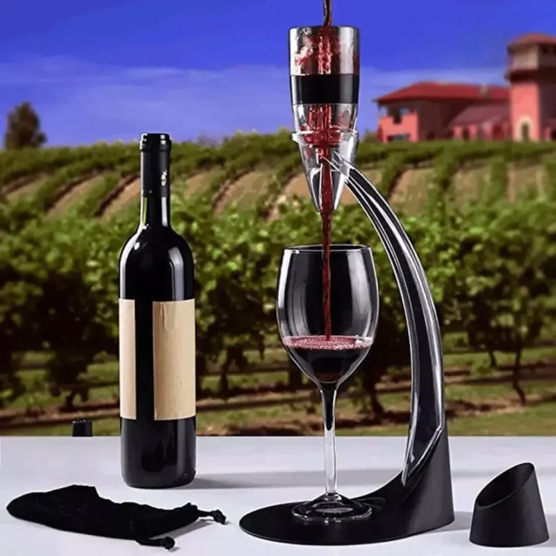 Dispensador e Aerador De Vinho Mágico Tazzi™ - Aerador + Base + Suporte + Filtro