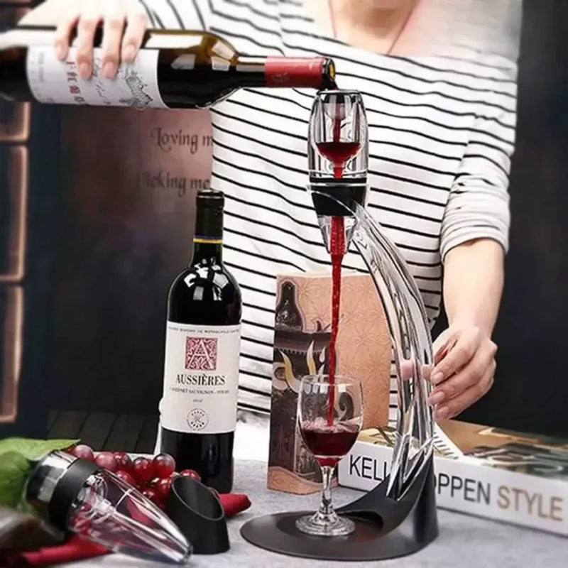Dispensador e Aerador De Vinho Mágico Tazzi™ - Aerador + Base + Suporte + Filtro